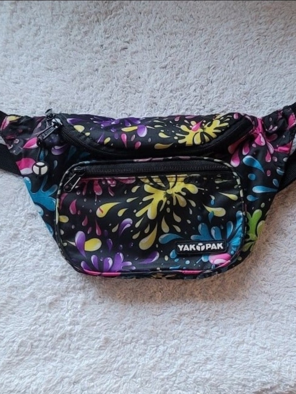 YAK PAK Black Multicolor Splash Crossbody Waist Bag